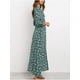 thumbnail image 4 of Vestido largo elegante con mangas 3/4 para mujer, estampado floral, cuello en V, informal, cintura alta, estilo bohemio, 4 of 6