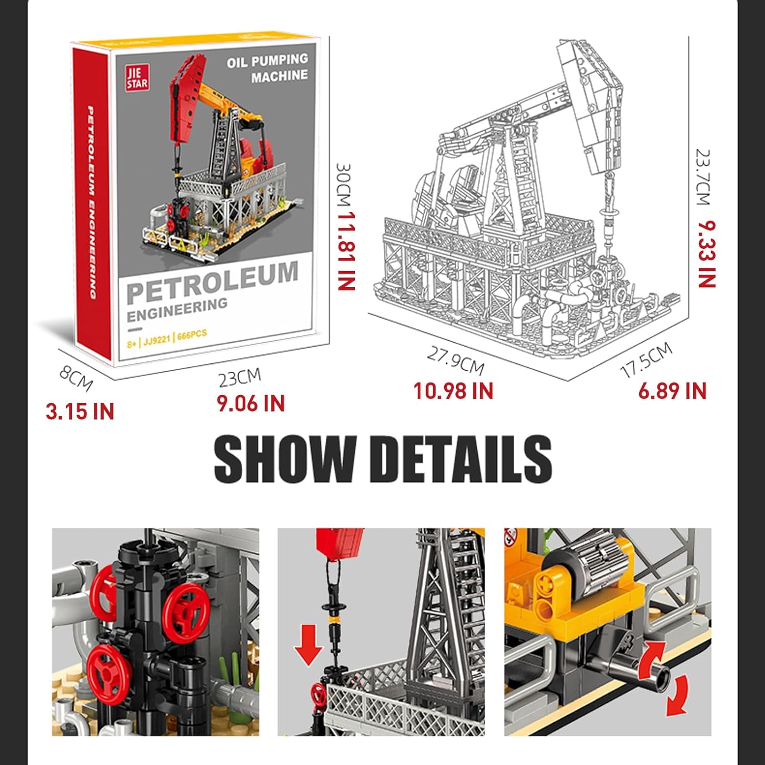 City Gas Station Building JJ9221 Set, 666pcs Modular Chemical Plant Bricks Kit with Storage Tank & Lab, Compatible with Lego City, MOC Display Model