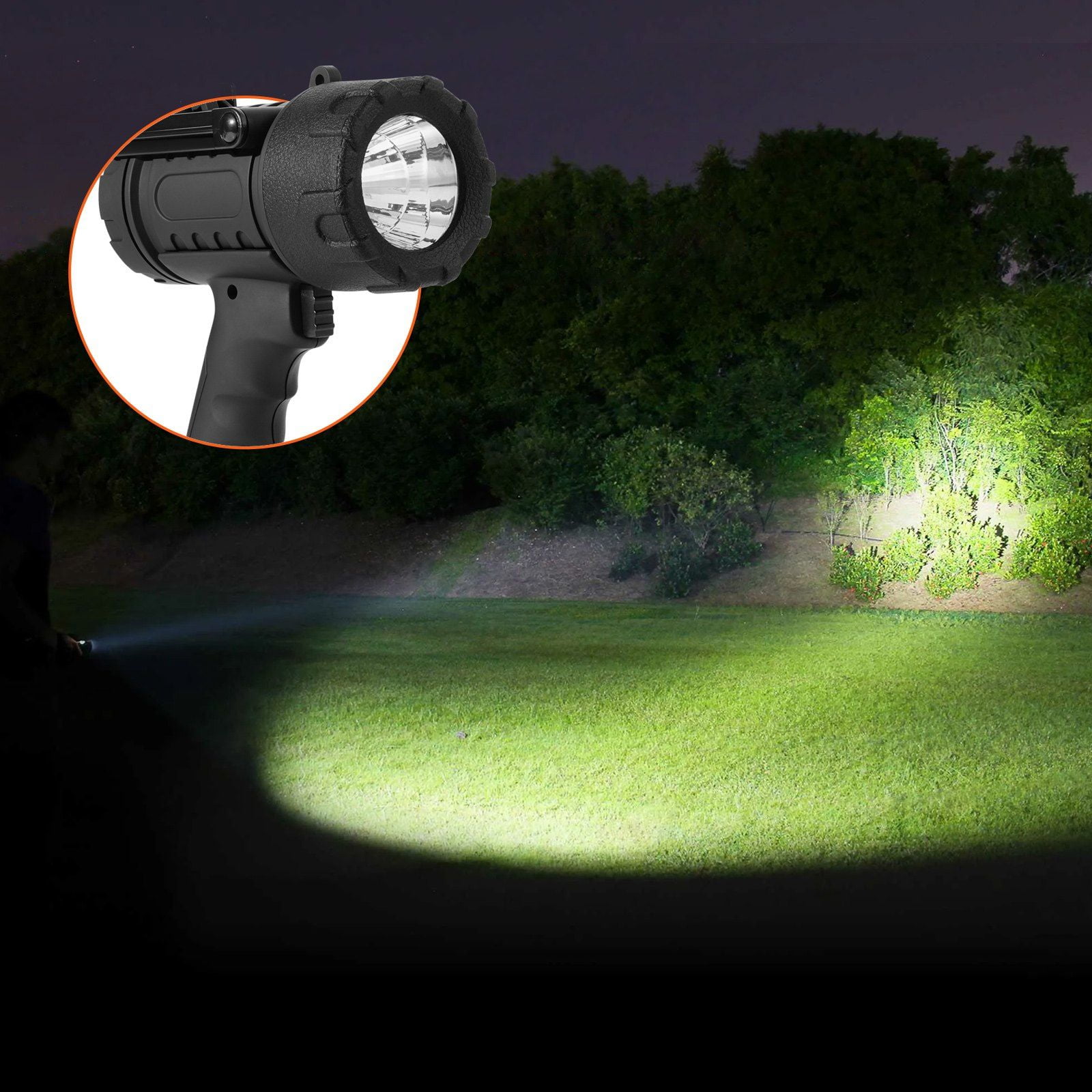 Professional 200000LM USB Rechargeable Spotlight, Super Bright Flashlight with 5000mAh Battery, Long-Range Searchlight for Night Use