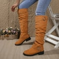 thumbnail image 7 of enyan Knee High Boots Women Chunky Heel Square Toe Heeled Tall Boot for Women Fashion Side Zipper Long Boot Black Knee High Boots Orange,Size 7.5, 7 of 7