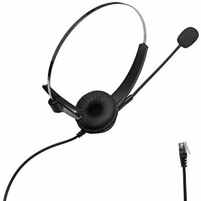 Hands-Free Kit For Call Centers, Corded 4-Pole Rj9 Crystal Headset, Headphones With Microphone For Telephone Sales, Telephone Advice, Insurance, Banks, Telecom Operators