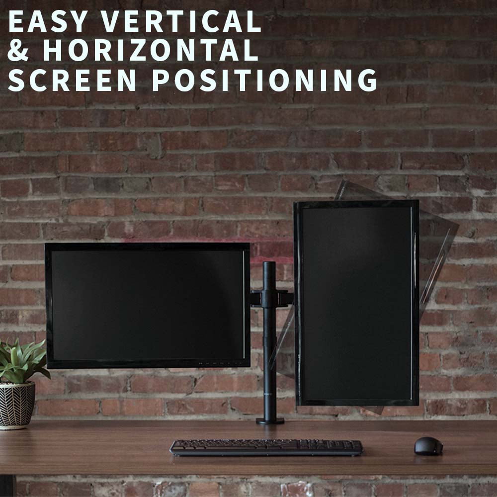 VIVO Black Dual Monitor Desk Mount Adjustable Stand, Fits Screens 