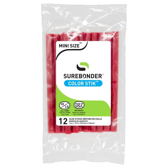 Red Hot Glue Sticks Mini Size - 4" - 12 Pack