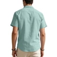 thumbnail image 4 of LTTVQM Mens Button Down Short Sleeve Shirt Casual Shirts 2026 Summer Beach Fashion Textured Shirts Light Green L, 4 of 4