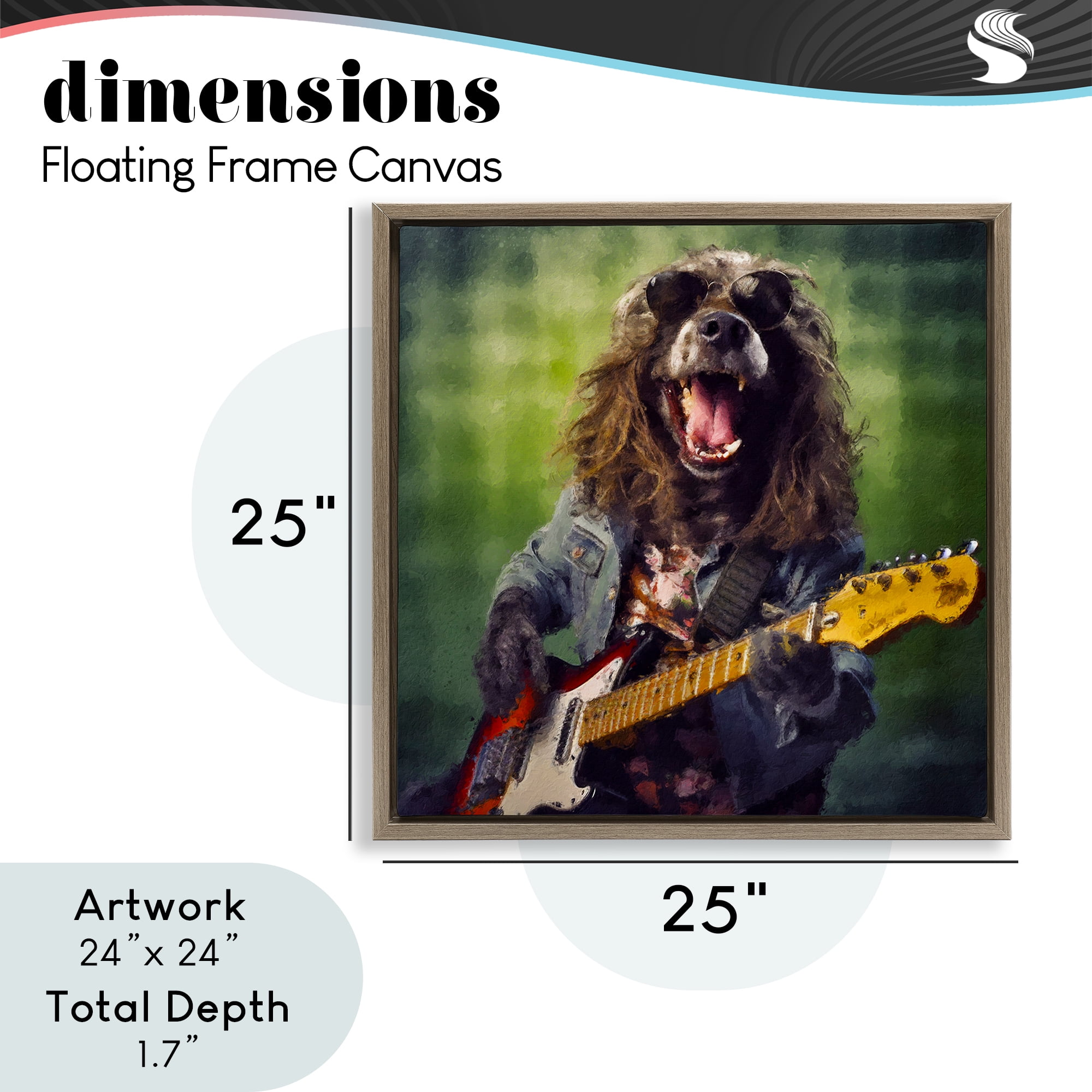 Musician Mutt Halen Brown Framed Floater Canvas Wall Art, design by Sean Parnell