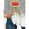 thumbnail image 4 of DYMADE Women Plus Size Christmas Elk Digital Print Loose V-Neck Zipper Long Sleeve Top T-shirt, 4 of 4