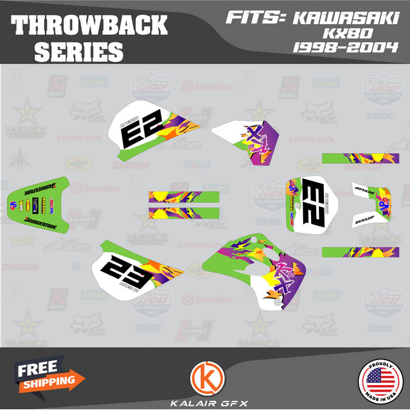 Kalair GFX Graphics Kit for Kawasaki KX80 (1994-1997) Throwback Series