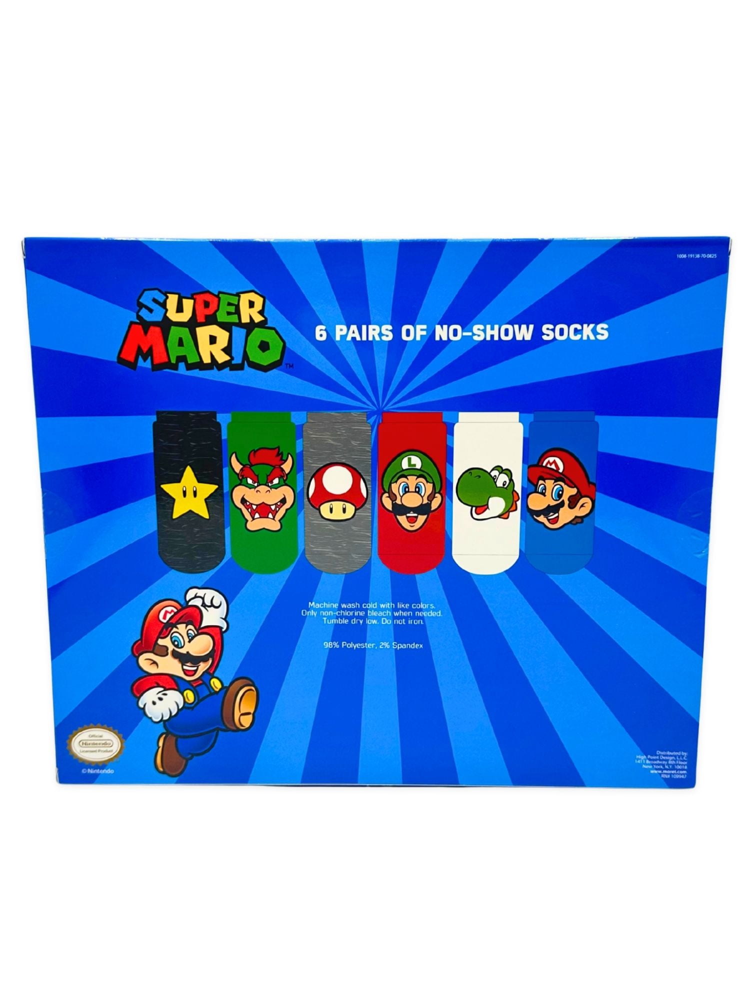 Super Mario Boys No-Show Socks, 6-Pack, Sizes S/M-M/L