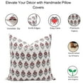 thumbnail image 4 of Fabdivine Block Print Throw Pillow Cover, 14x36 Inch Off White Linen Handmade Cushion Cover, Floral Print Boho Design Red Pillow Cover for Sofa and Couch, 4 of 5