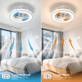 thumbnail image 3 of 16 Inch Small Ceiling Fans With LED Lights And Remote,RGBW Multi-Color,25W DC Quiet Motor,Reversible,6 Speeds,Low Profile, RGB+3 Colors,Compact,Bladeless,Flush Mount Ceiling Fixture, 3 of 10
