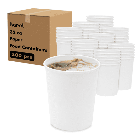 Karat 32oz Gourmet Food Container - White (115mm) - 500 ct
