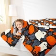 thumbnail image 3 of Homewish Cute Halloween Ghost Full Size Comforter Sets,Autumn Pumpkin Leaf Pattern Bedding Comforter Set,Black Orange White,Halloween Reversible,3pcs,1 Comforter and 2 Pillowcases, 3 of 7