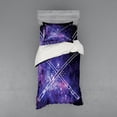 thumbnail image 1 of Galaxy Duvet Cover Set, Futuristic Starry Sky Galaxy Illustraiton Pattern Universe Outer Space, Bedding Set with Shams and Fitted Sheet, 3 Sizes, by Ambesonne, 1 of 3