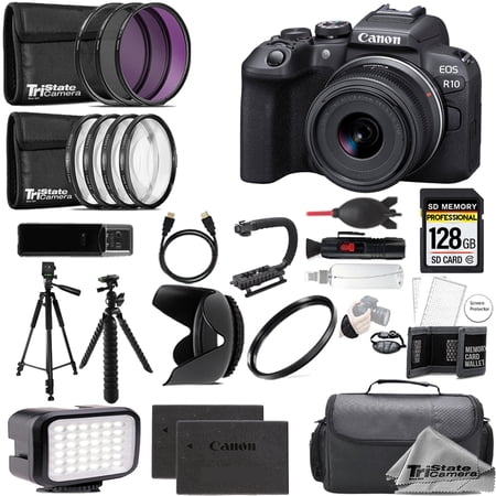 Canon EOS R10 Mirrorless Camera with 18-45mm Lens + 128GB + Extra Battery+ 9 PC Filter- ULTIMATE Kit