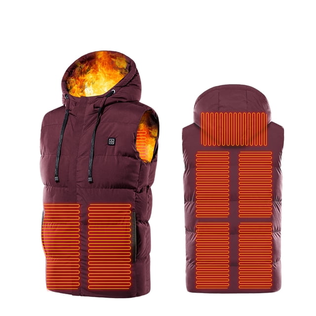 WEIYLL Womens Fleece Jackets Area 7 Heated Outdoor Riding Skiing Fishing Via Heated Wine Cold Weather Tops Size 6XL