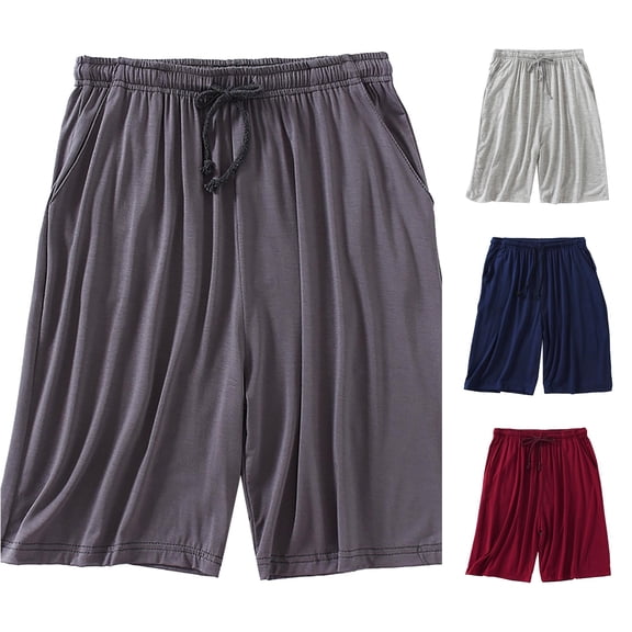 XDZJLR Big And Tall Men'S Pajama Shorts Casual Work Trousers Beach Baggy Shorts Pant With Pockets And Drawstring Loungewear Pjs Men'S Sleep Shorts Dark Gray 4Xl