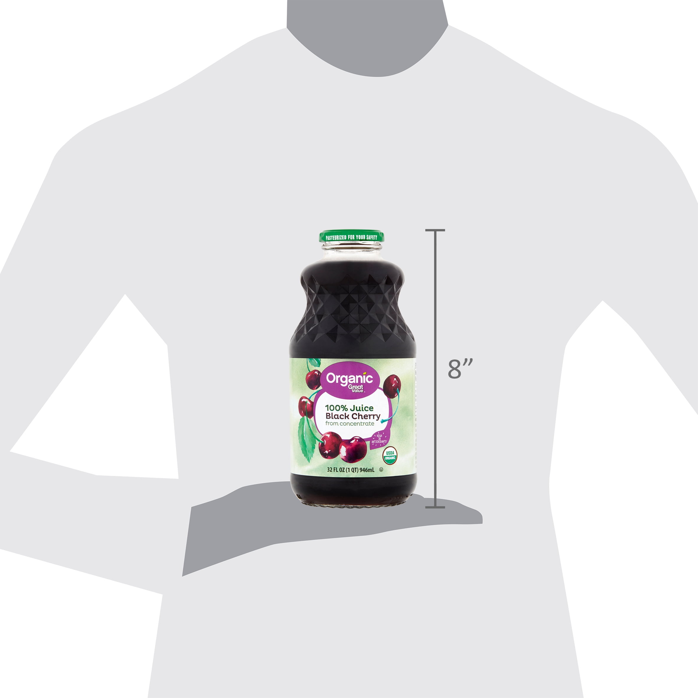 Great Value Organic Black Cherry 100% Juice, 32 fl oz