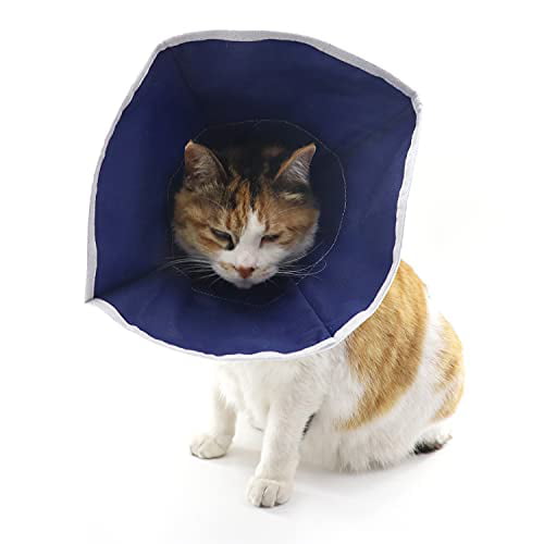 mihealpet Cat Recovery Collar Gas Charging Soft Cone for Cat¡¯s Head Wound Healing Protect After Surgery Elizabethan Inflation Collars for Pets Kitten and Small Dogs