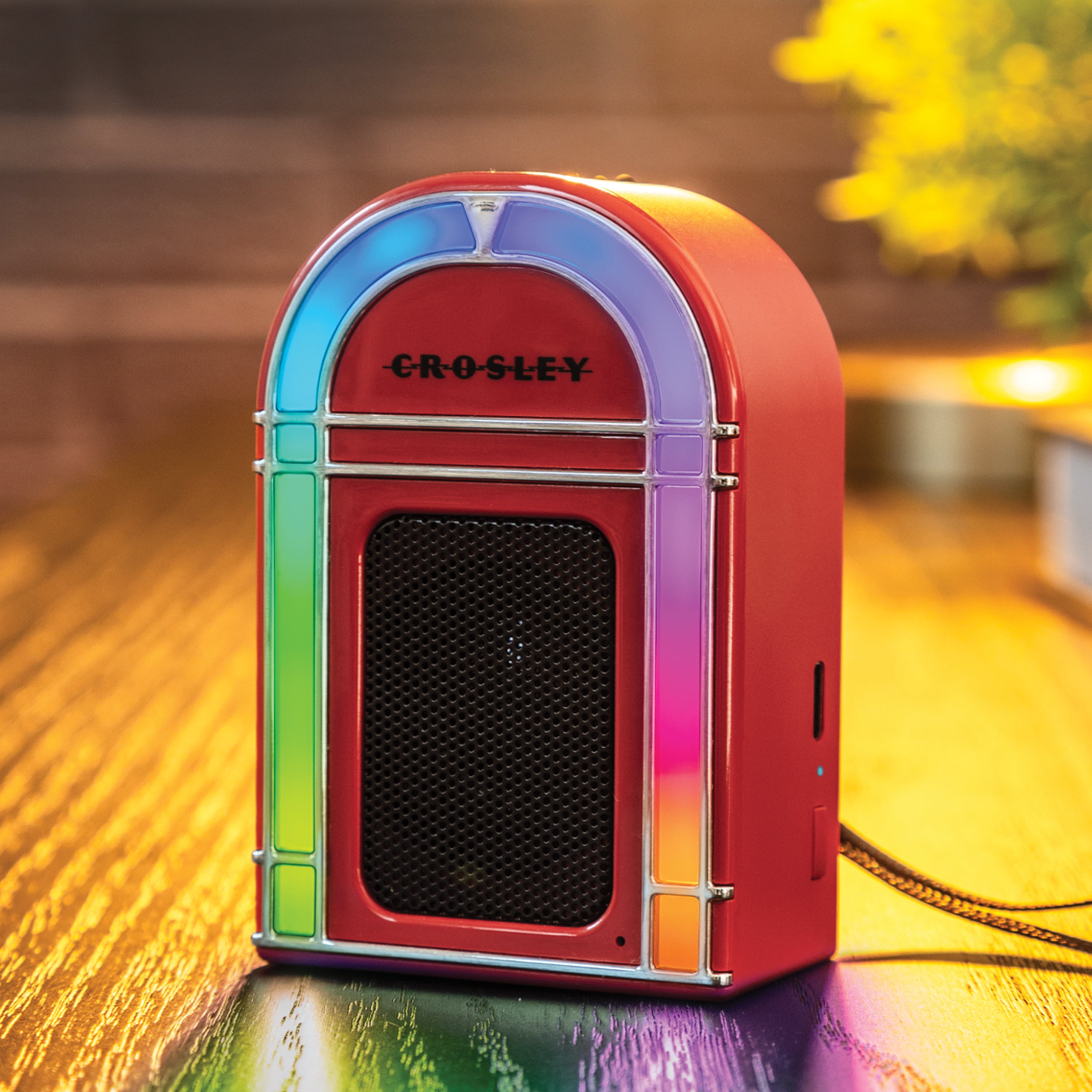 Crosley Mini Jukebox Retro Portable Bluetooth Speaker with LED Lights and Microphone, Vintage