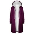 thumbnail image 2 of Qetyuw Long Hooded Jackets for Women Full ZIp Up Oversized Open Front Cardigan Jacket Casual Long Sleeve Coat Outwear, 2 of 6