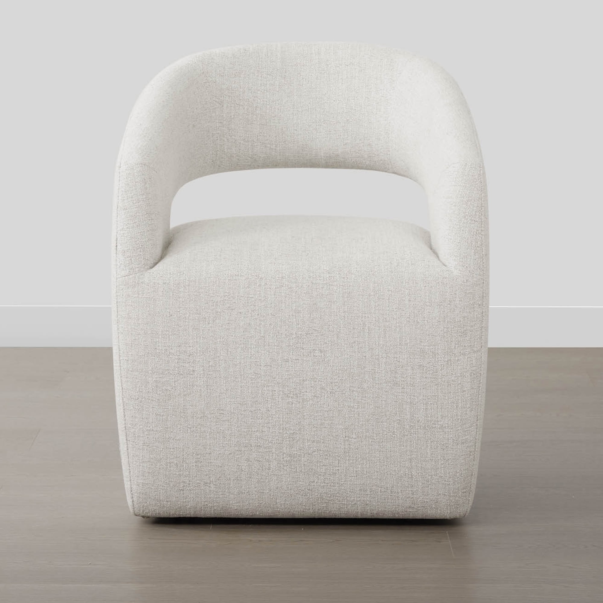 Spruce & Spring Barrel-Style Dining Chair with Upholstered Seat and Casters, No Assembly Required, Multi-colored Wheat Fabric