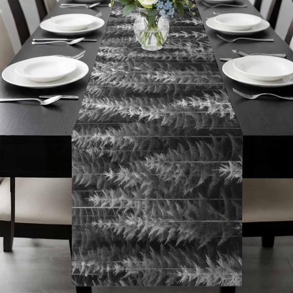 Grey Forest Table Runner 90 Inches Long, Pine Tree Summer Botanical Modern Art Kitchen Coffee Dining Table Decoration for Home Party Birthday Wedding Home Decor 13x90 Inches