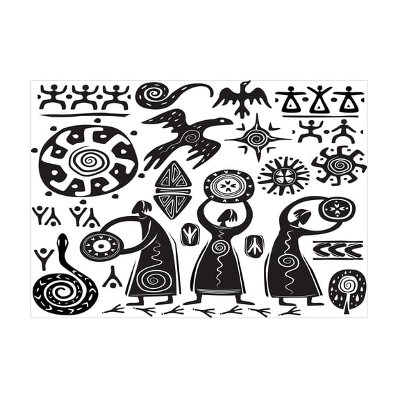 Ambesonne Tribal Jigsaw Puzzle Durable Cardboard, Prehistoric Cave, 1000 pcs, Black White