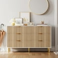 thumbnail image 3 of BeesClover Commode à 6 Tiroirs, Organisateur de Tiroirs en Bois avec Poignée Dorée, Grande Armoire de Rangement, Commode au Design Moderne pour Chambre, Salon, Garde-Robe, Couloir, Entrée, 3 of 7