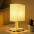 thumbnail image 2 of Wood Table Lamp under $5! Bzdzmqm Table Lamp for Bedroom Nightstand,3 Way Dimmable LED Bedside Lamp,Solid Wood Base Round Fabric Shade,Living Room Office Dorm Lamp,E26 Bulb Included Reading Light, 2 of 9