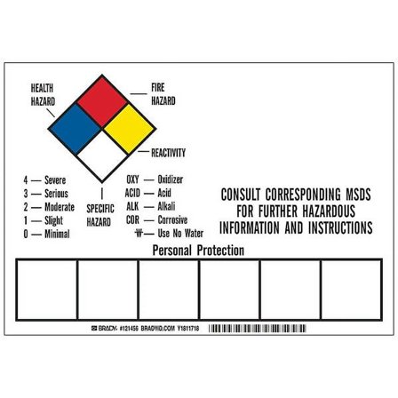 Brady Label,7in. H x 10in. W,PK5 121456