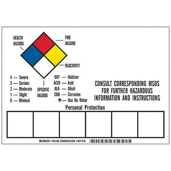 Brady Label,7in. H x 10in. W,PK5 121456