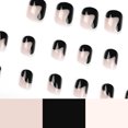 thumbnail image 2 of Fofosbeauty Short Square Artificial Nails, Press-on, Unusual French Black, 2 of 7