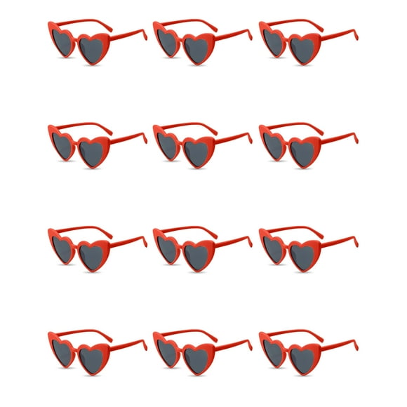 Gafas de Sol PLULON Rojas Vintage en Forma de Corazón para Mujer x12