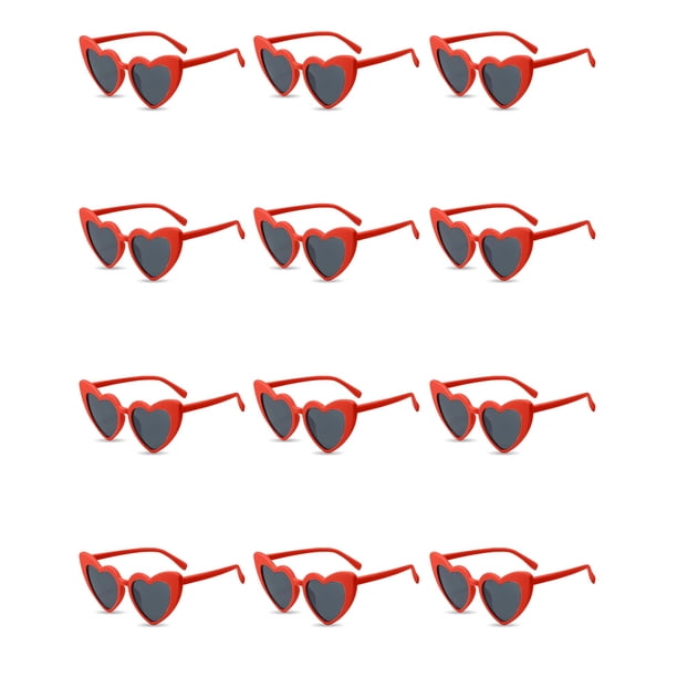 Gafas de Sol PLULON Rojas Vintage en Forma de Corazón para Mujer x12