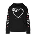 thumbnail image 3 of Mnyycxen Women Waffle Hoodies Cute Dog Paw Pattern Printed Long Sleeve Pullover Drawstring Kangaroo Pocket Sweatshirt, 3 of 3