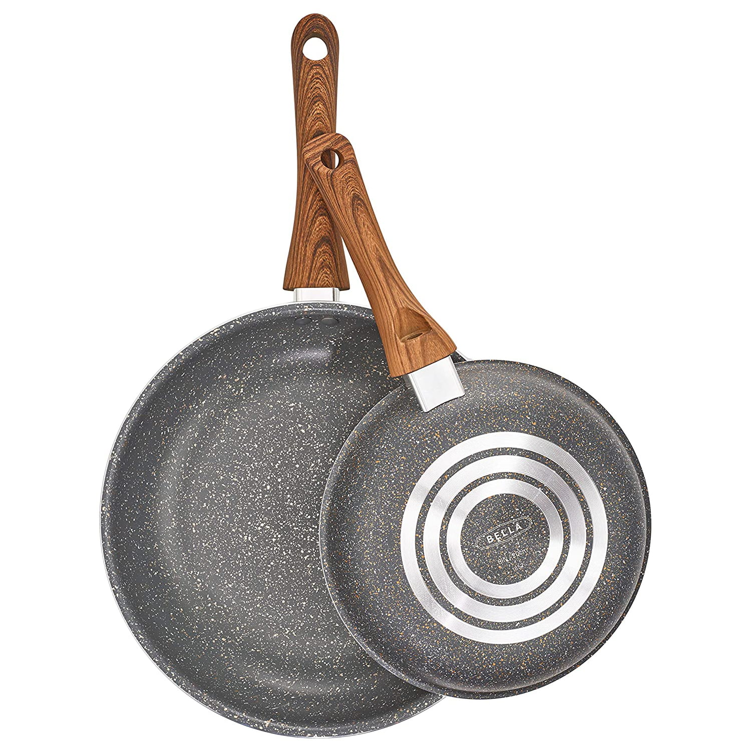 Grey Speckle Bella 14785-SN 2 Piece Non Stick Frying Pan Saucepan Cookware Set 