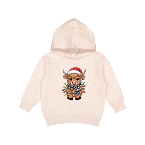 Inktastic Christmas Lights Highland Cow Toddler Hoodie