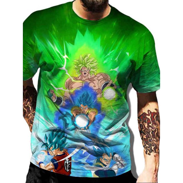 Camiseta con estampado 3d de Dragon Ball para hombre, camiseta informal de manga corta con cuello redondo 6xl, ropa de calle, Top holgado de animaciónXS heqiyong CONDUJO