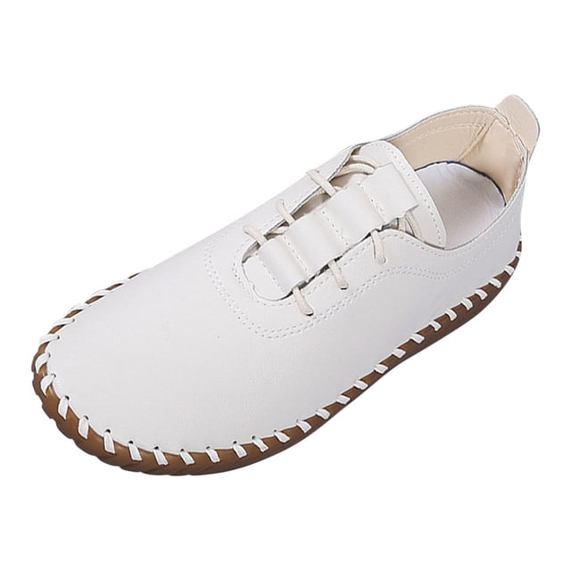 Chaussures Décontractées pour Femmes Couleur Unie à Lacets Talon Plat Semelle Souple Bout Rond Chaussures Simples