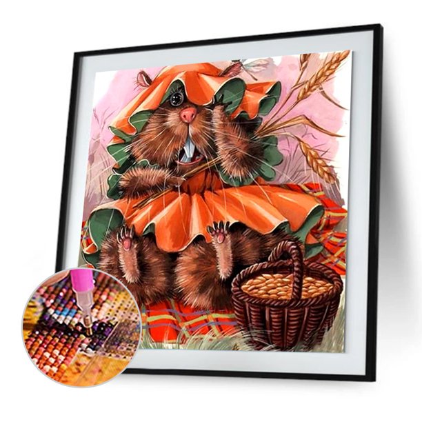 Cuadros Decorativos 5D Kit Rhinestone DIY Sorprendido Hamster Full Round Drill Diamond Painting Craft Tmvgtek embutido en tela