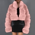 thumbnail image 4 of Winter Coats for Women Zpanxa Women Solid Color Long Sleeve Shaggy Lapel Faux Fur Coat, Warm Short Jacket Outwear, Oversized Lapel Outwear Jackets Pink A L, 4 of 5