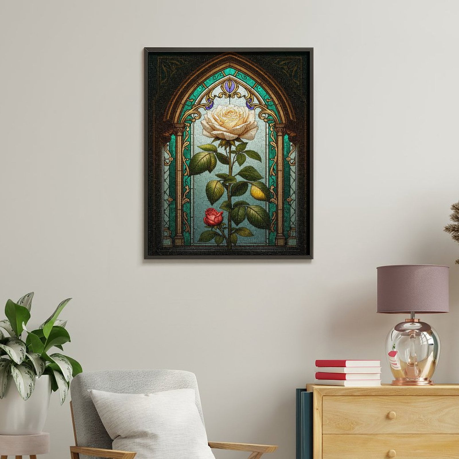 Paint By Numbers Kit for Adults Beginner - DIY Stained Glass Floral Art Deco Canvas Painting Kits for Adults, Frameless Paint By Number for Adults for Home Wall Decor 16x20 Inch
