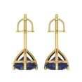thumbnail image 4 of 4 Ct Round Cut Studs Blue Sapphire 18K Yellow Solid Solid Gold Everyday Dainty Earrings Screw Back, 4 of 7