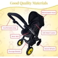 thumbnail image 5 of Baby Doll Car Seat Stroller Combo – Convertible 2 in 1 Doll Stroller and Car Seat for Kids – Fits Up to 20” Dolls – Play Toy Baby Stroller with Adjustable Handle for Girls Toddlers All Ages (Black), 5 of 8
