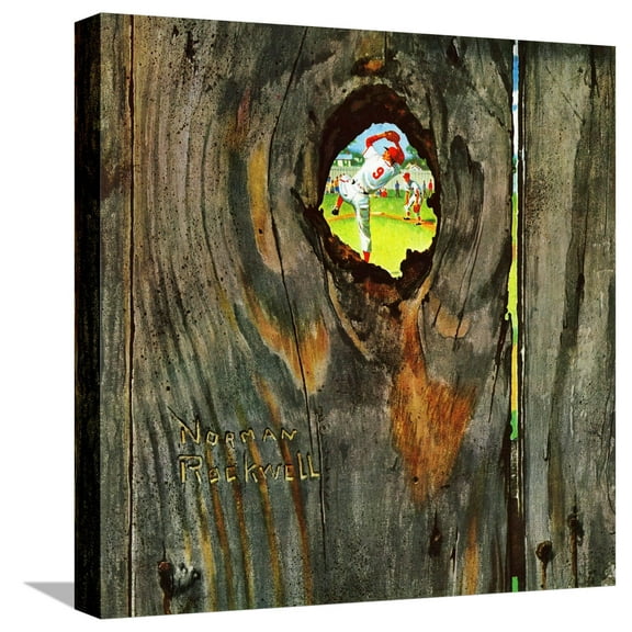 Art.com Knothole Baseball, August 30,1958 Stretched Canvas Print Wall Art by Norman Rockwell, 16" x 16"