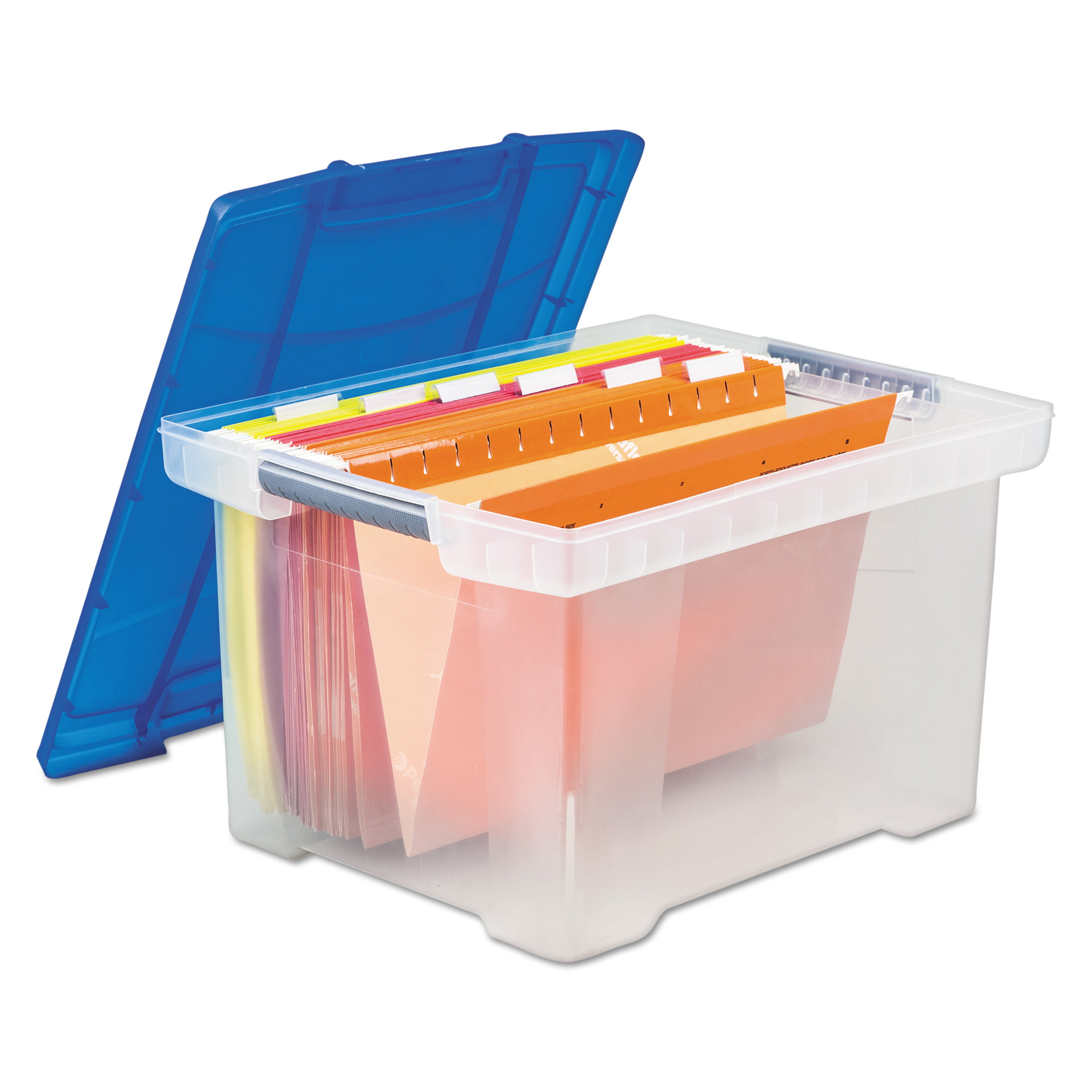 Storex Plastic File Tote Storage Box, Letter/Legal, Snap-On Lid