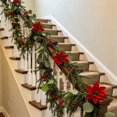 thumbnail image 4 of Bcylexb Christmas Floral Garland, 5.7 Ft Artificial Pine Needle Vines with Flower Table Decor Faux Hanging Greenery Garland for Christmas Table Stair Wall Indoor Home, 4 of 7