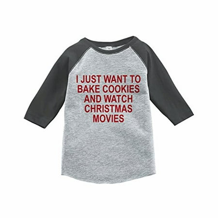 

7 ate 9 Apparel Kids Bake Cookies Christmas Grey Baseball Tee