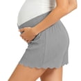thumbnail image 6 of Costeam Womens Maternity Ribbed Shorts V Cross Over Belly Support High Waist Scalloped Wave Hem Slim Fit Stretch Soft Breathable Knee Length Pregnancy Lounge Bottoms, 6 of 9