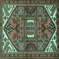 thumbnail image 1 of Ahgly Company Machine Washable Indoor Square Persian Turquoise Blue Traditional Area Rugs, 4' Square, 1 of 4